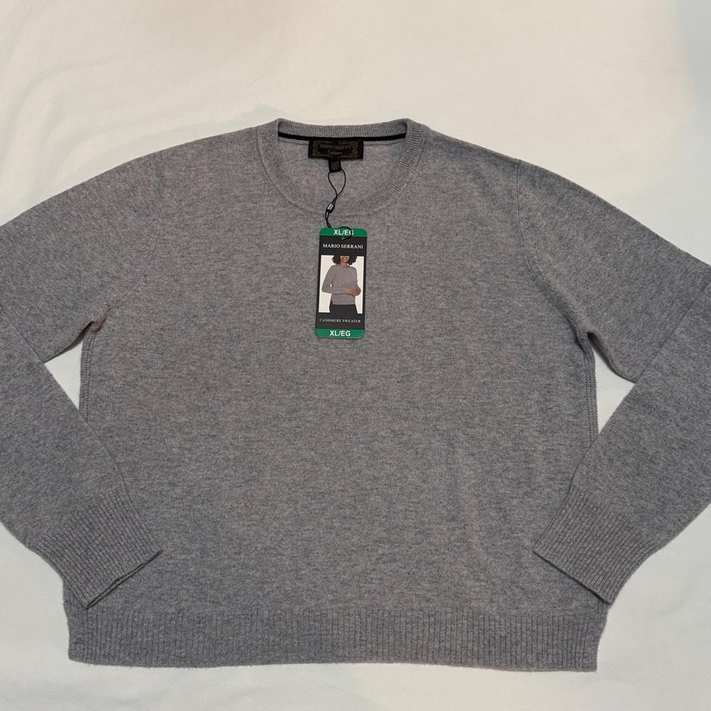 Mario Serrani 100% Cashmere Gray Crewneck Sweater XL NWT